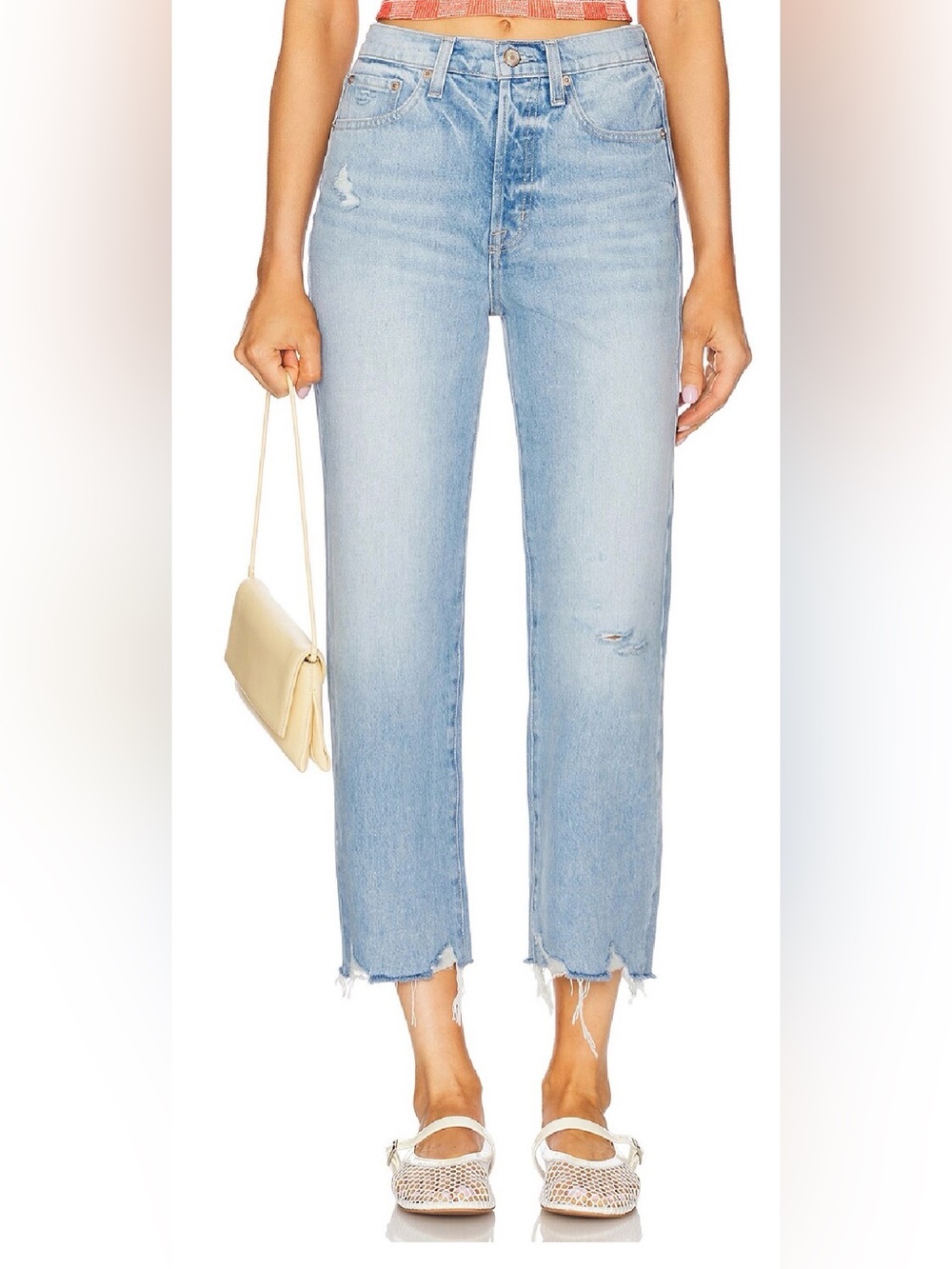 Pistols Cassie Light Wash Slim Straight Jeans size classy preppy raw hem sz. 26